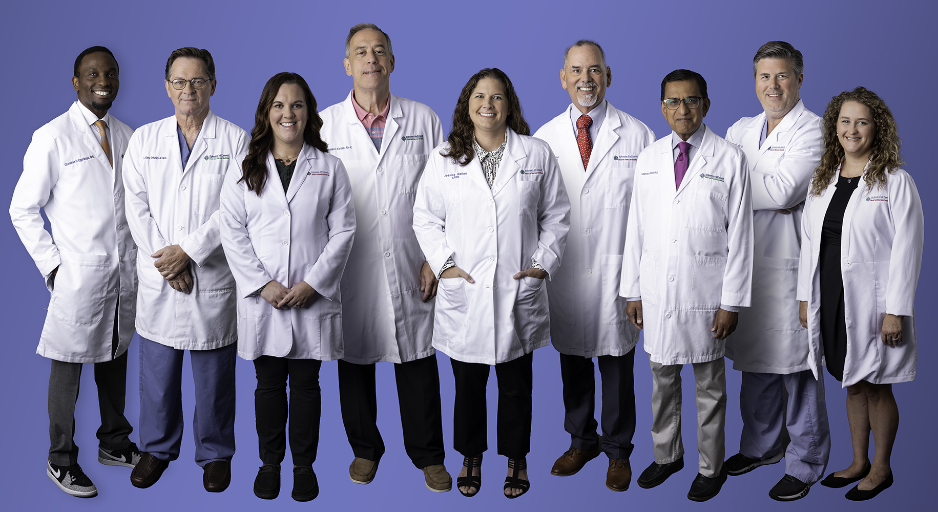 Nine cardiovascular providers from Ephraim McDowell Regional Medical Center pose for a photo.