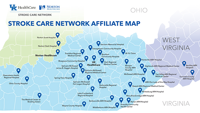 UK Healthcare Stroke Care Network Affiliate Map