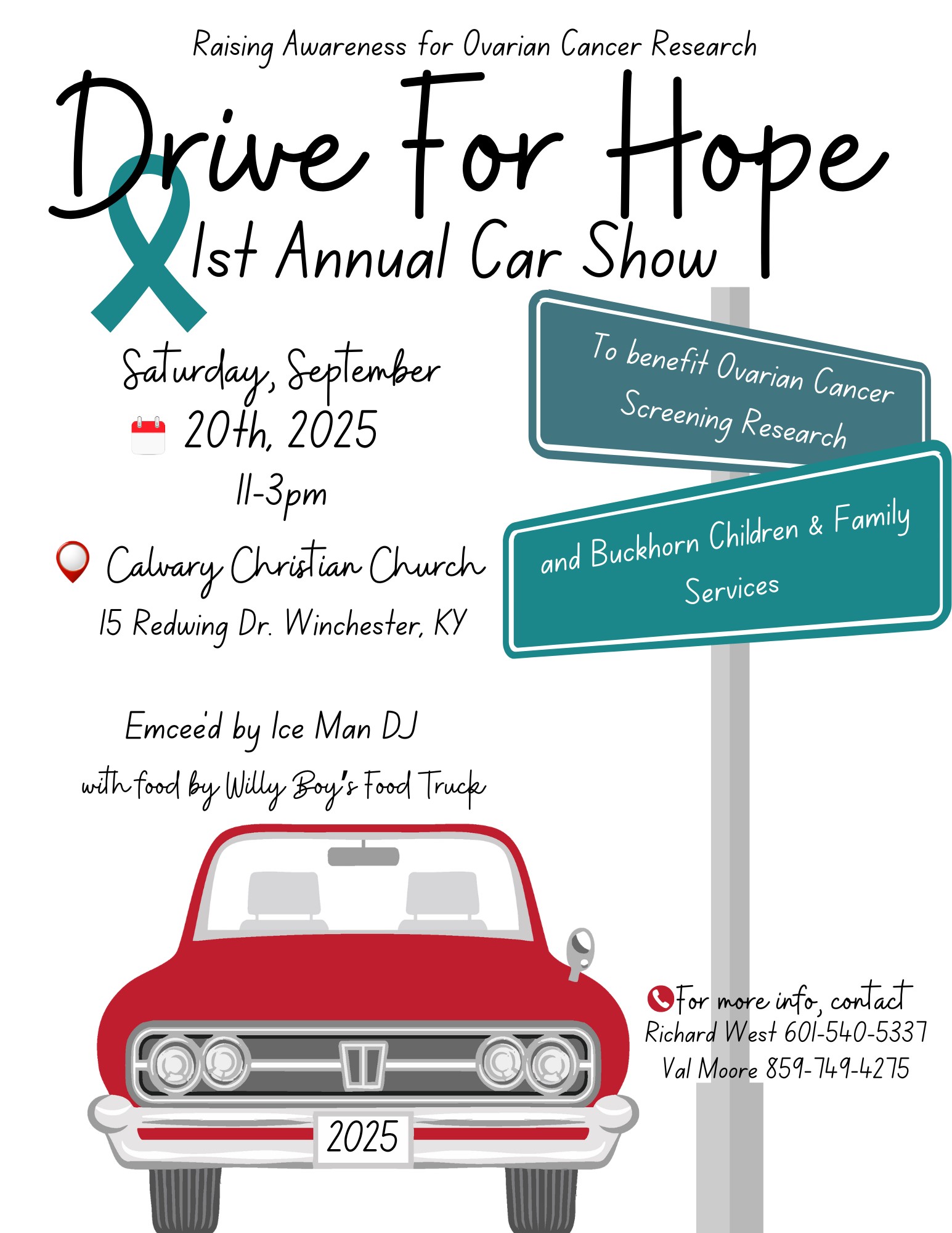Drive for Hope 1st Annual Car Show Flyer - September, 20th, 2025
