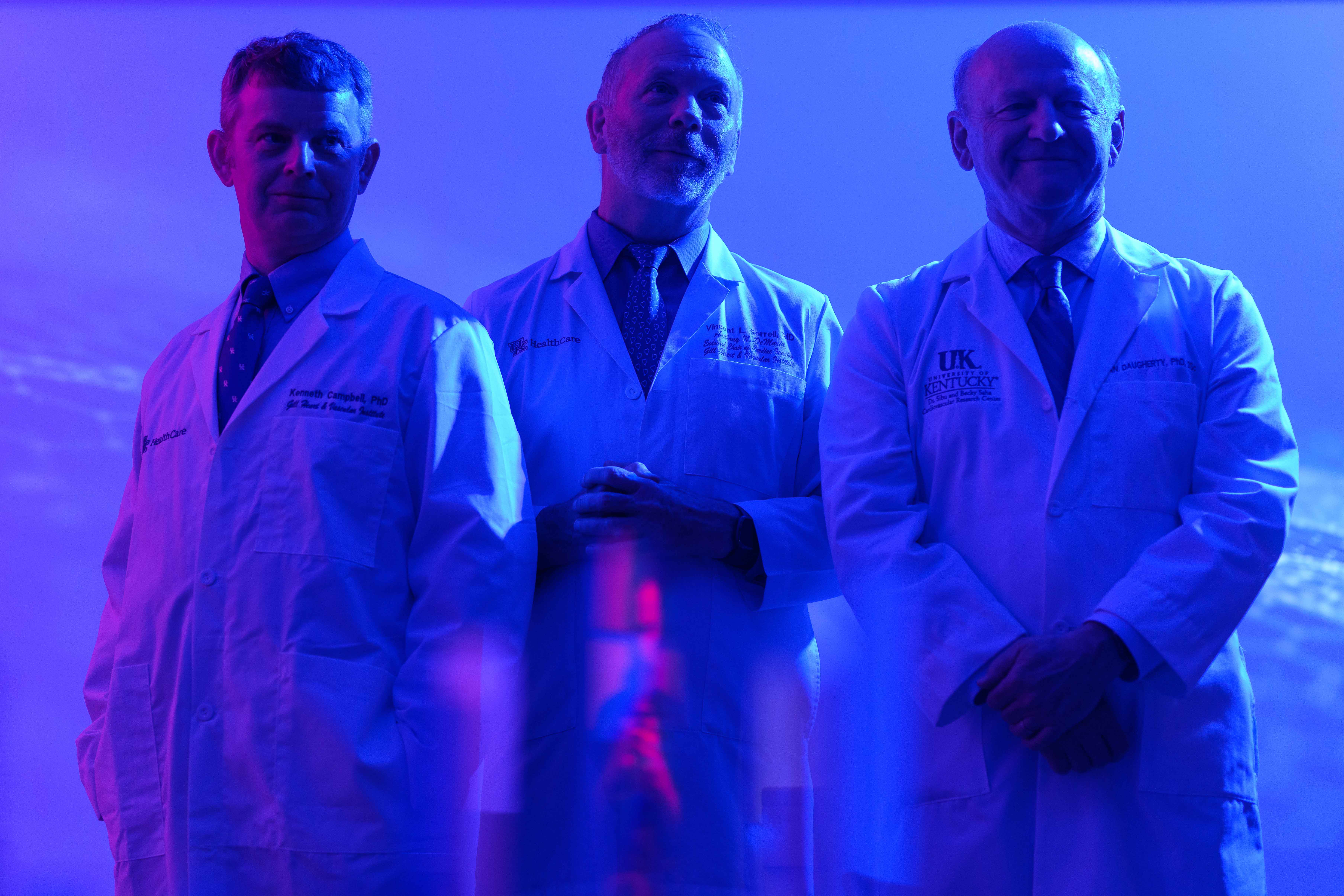Drs. Ken Campbell, Vincent Sorrell, and Alan Dougherty standing side by side
