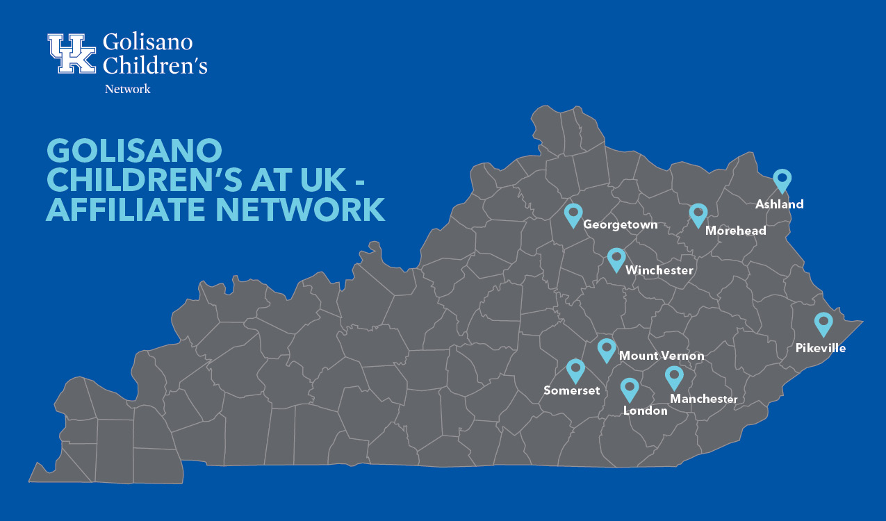 Map of ​Golisano Children's at UK - Affiliate Network hospital locations