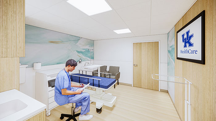 A rendering of the future triage area for the UK Birthing Center
