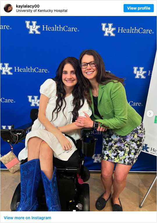 Screenshot taken from Kayla Lacy's Instagram post featuring images of her with a UK HealthCare ICU nurse on Trauma Survivor's Day. Click the photo to open the post in a new window.