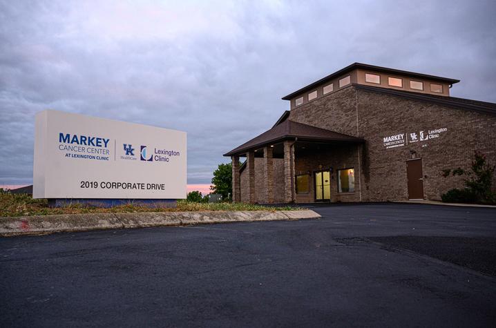 Shot of the outside of the Markey Cancer Center in Lexington.