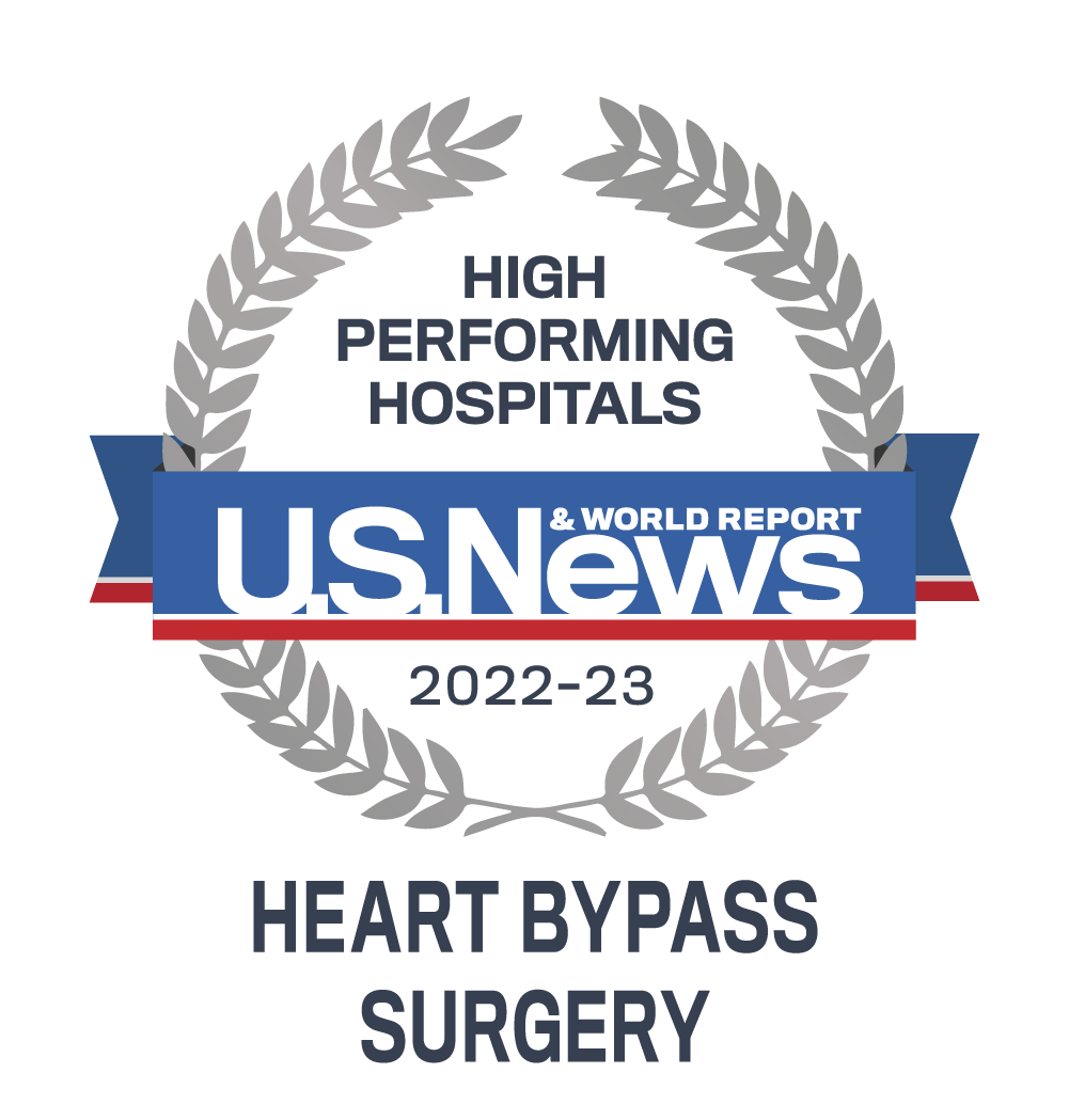 US News & World Report High Performing Hospitals 2022-23 emblem - Heart Bypass Surgery