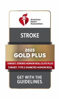 American Heart Association Get With the Guidelines Stroke Gold Plus Award Badge for 2025