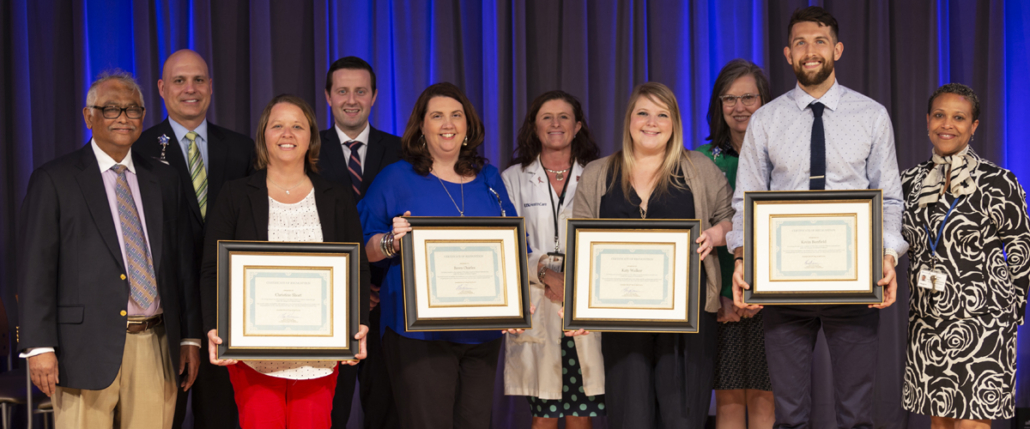 Winners of the 2019 Saha Award for Patient-Centered Care, pictured with Dr. Saha