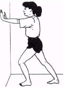 Heel cord wall stretches illustration