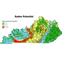 map of radon prevalence in Kentucky