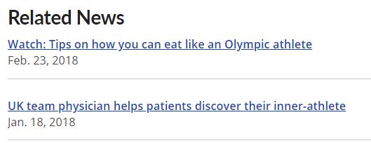 Example of related news on a provider profile.