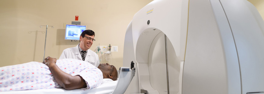 Dr. Marcus Randall prepares a patient for a gamma knife procedure