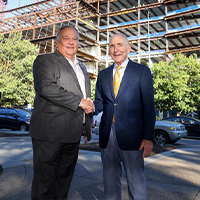 Kentucky Senate President Robert Stivers and UK President Eli Capilouto at the “Topping Out” ceremony for the new Rankin Health Education Building.