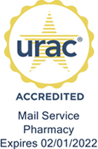 URAC accredited mail service pharmacy badge-expires 02/01/2022
