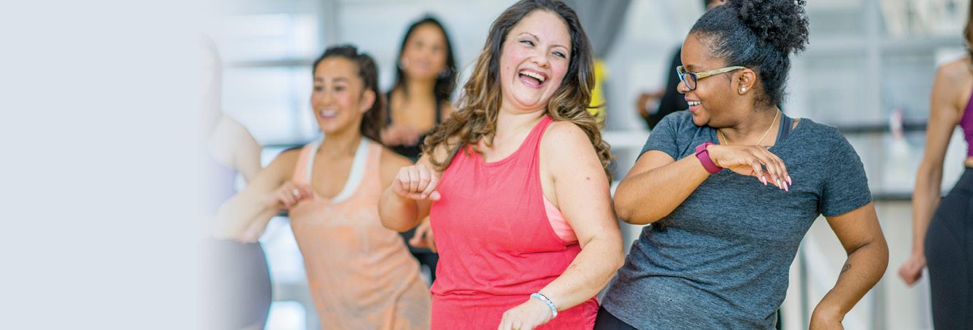 women being active and dancing