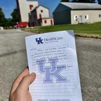 A letter from UK HealthCare to Nick Corman celebrating his graduation from the Lexington Fire Academy. It reads &quot;Nick, From the Entire University of Kentucky HealthCare Team ... Congratulations! We know you'll make us and the entire commonwealth proud. Thank you for serving Lexington!&quot;