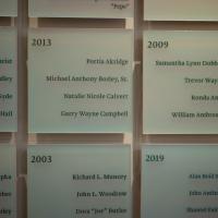 A close-up image of names written on the donor wall at UK HealthCare