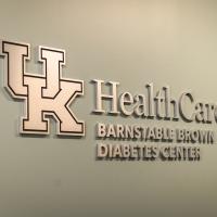UK HealthCare Barnstable Brown Diabetes Center signage in a hallway.