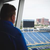 Jimmy looks down at the UK Football field.