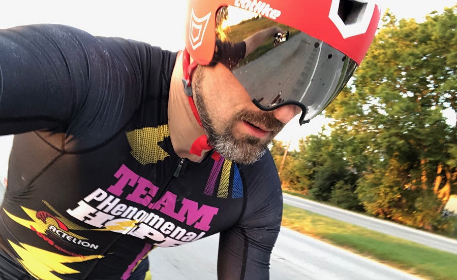 Dr. Andrew Kolodziej represents Team PHenomenal Hope in IronMan Chattanooga.