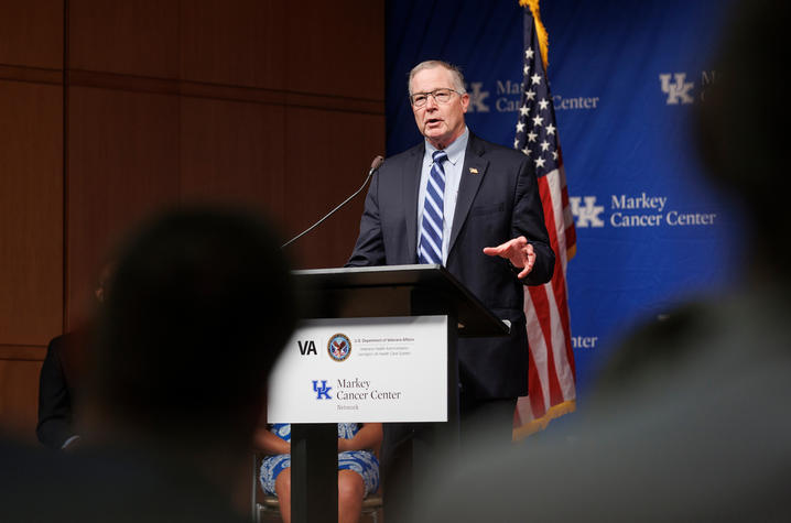MCCAN Medical Director Tim Mullett, M.D., speaks at the affiliate announcement for the Lexington VA in 2024.
